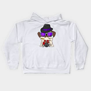 Cute Pug jamming on the drums Kids Hoodie